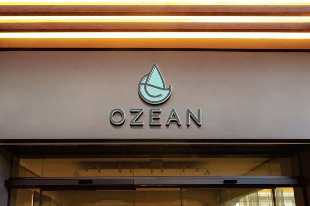 Logo OZEAN aplicado em fachada